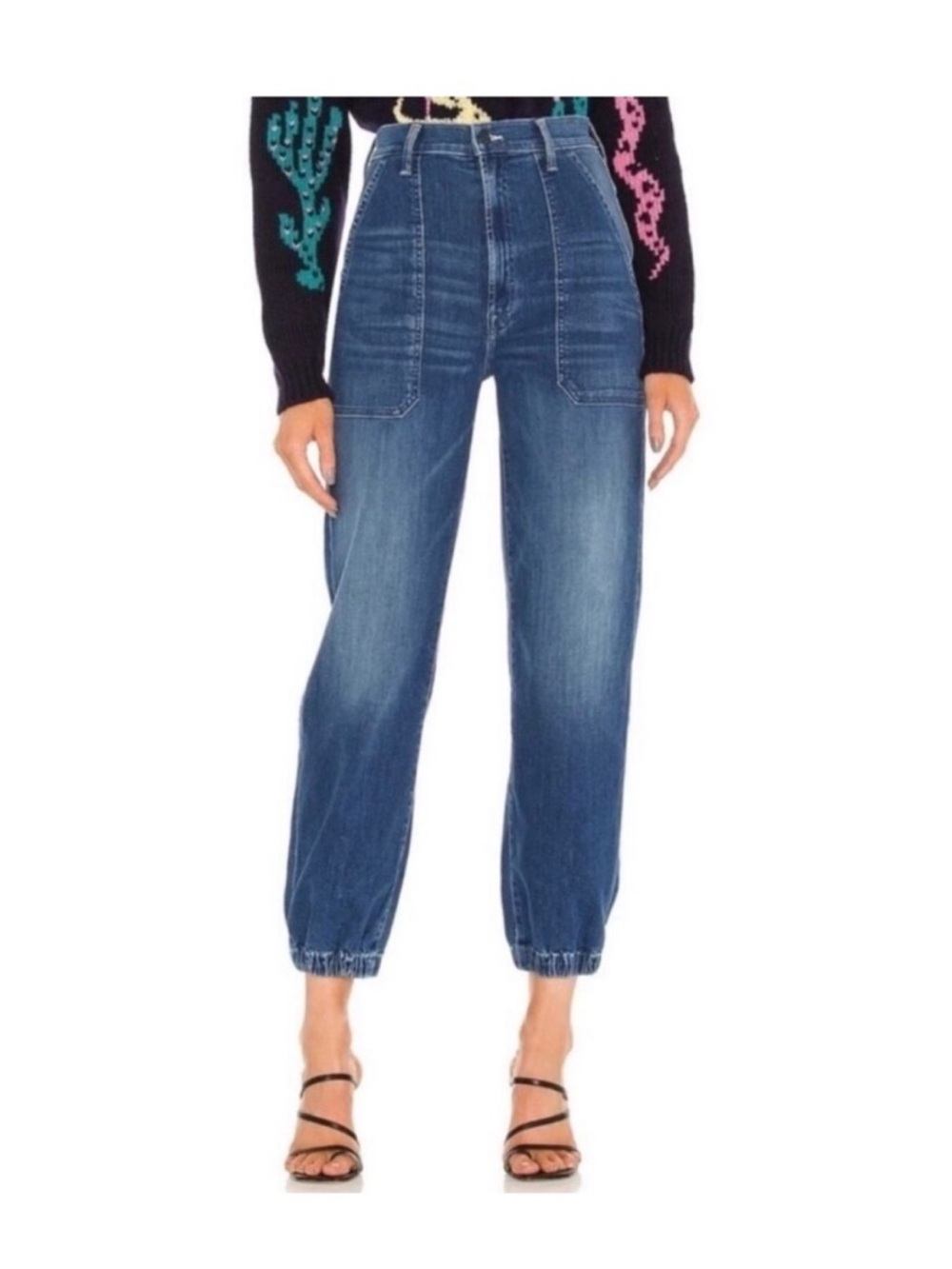 Mother the wrapper patch springy ankle jean in wish on a star